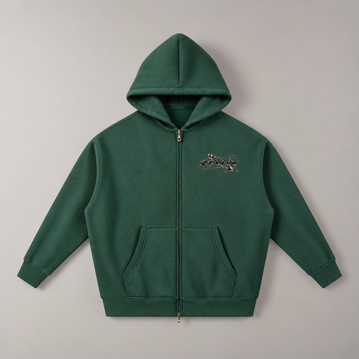 ZYVON Chrome Orbit Zip-Up | Oversized Zip Hoodie