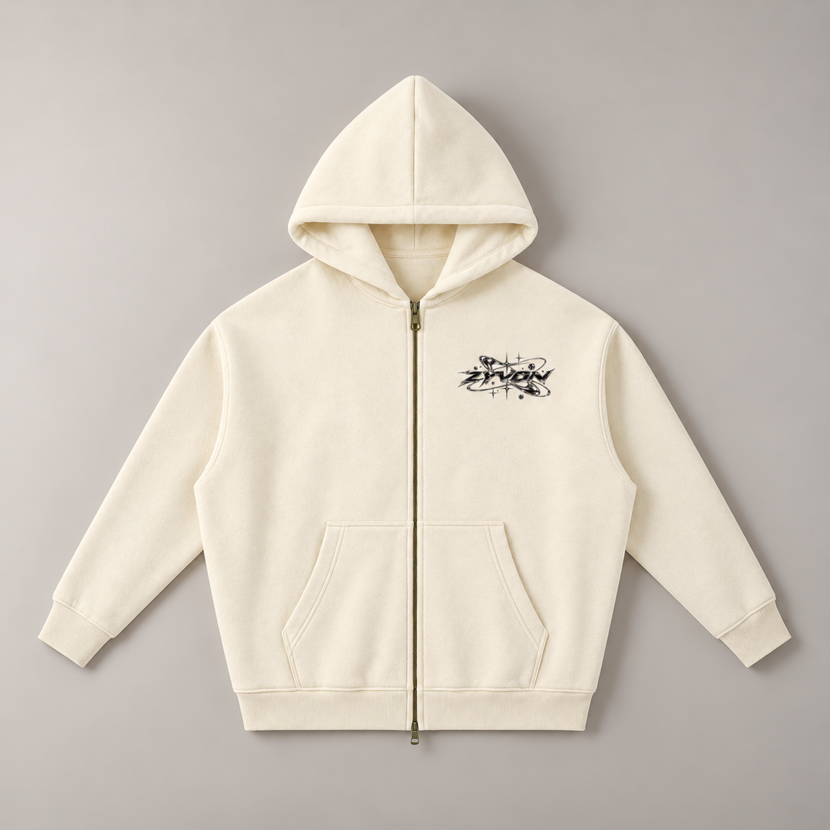 ZYVON Chrome Orbit Zip-Up | Oversized Zip Hoodie