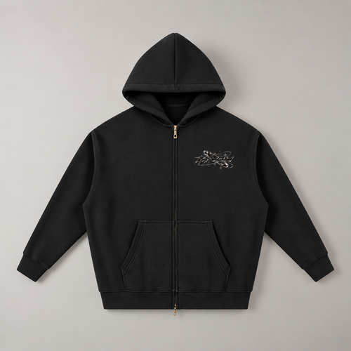 ZYVON Chrome Orbit Zip-Up | Oversized Zip Hoodie