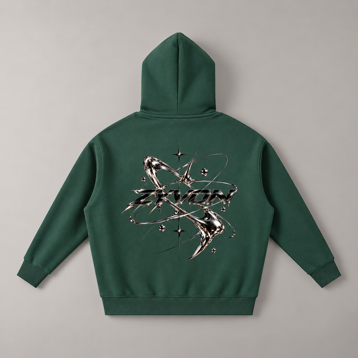 ZYVON Chrome Orbit Zip-Up | Oversized Zip Hoodie
