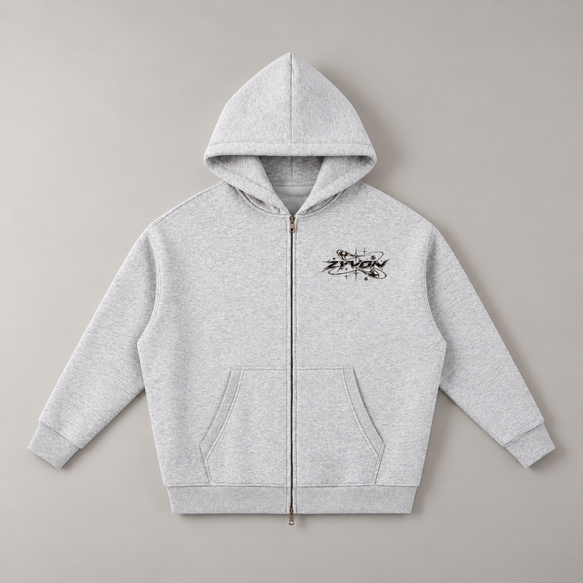 ZYVON Chrome Orbit Zip-Up | Oversized Zip Hoodie